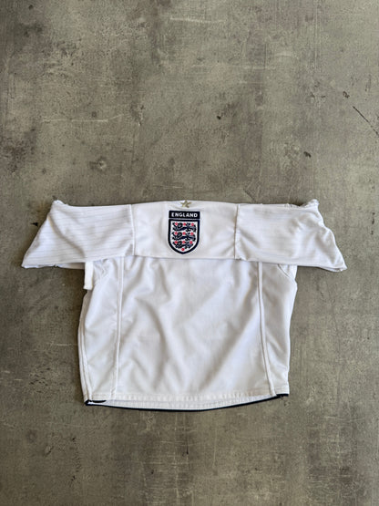 VT Rework: England Off Shoulder Cropped Bardot Top | Extra Small, Multicoloured