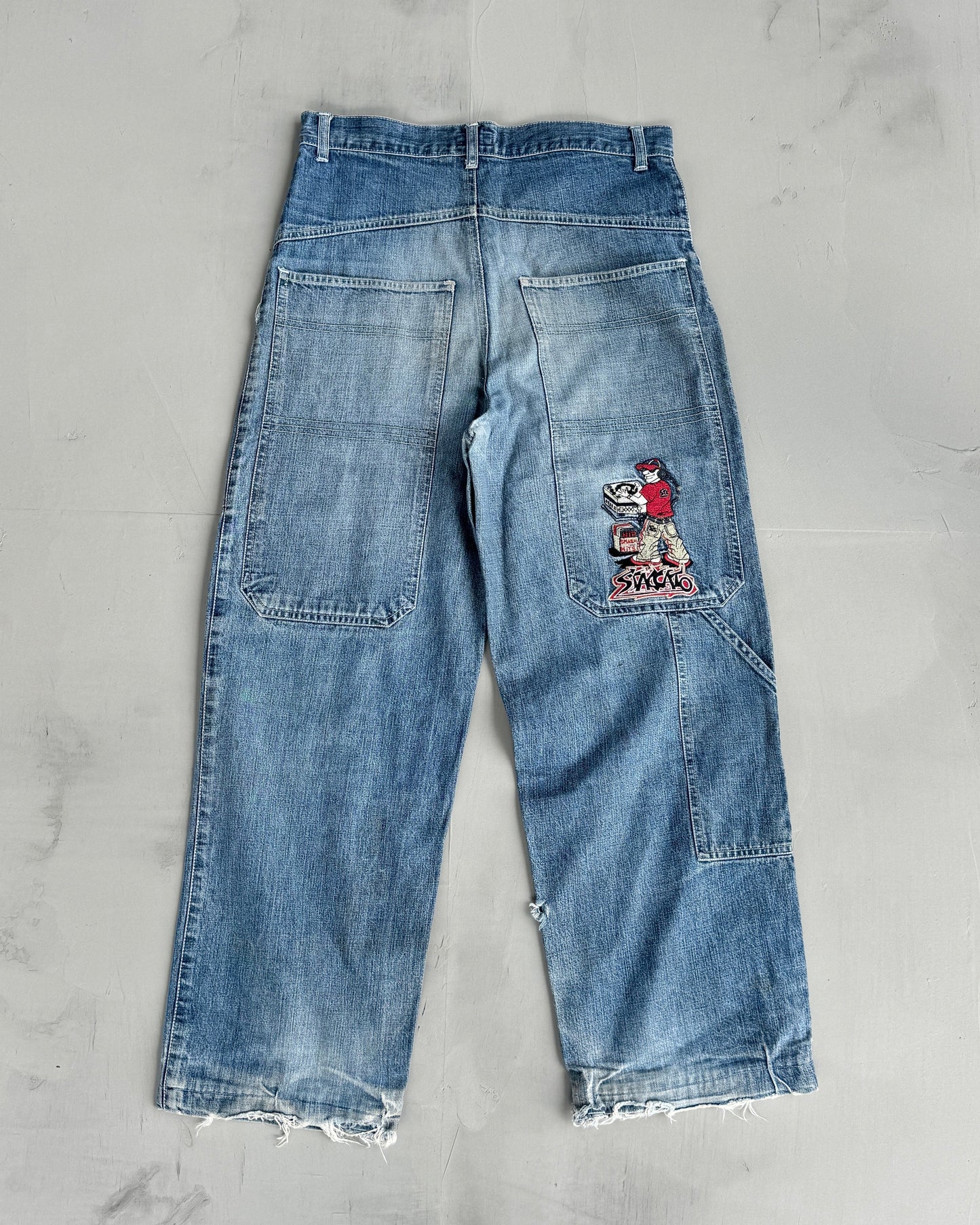 90'S STACCATO WIDE LEG DISTRESSED JEANS