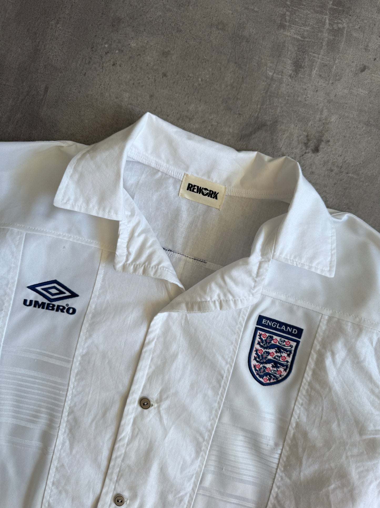 VT Rework: England x Umbro Panelled SS Shirt | Medium, Multicoloured