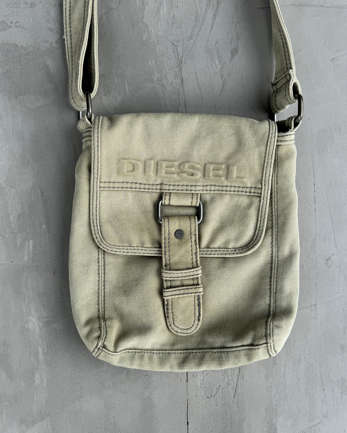 DIESEL KHAKI CANVAS CROSS BODY SIDE BAG