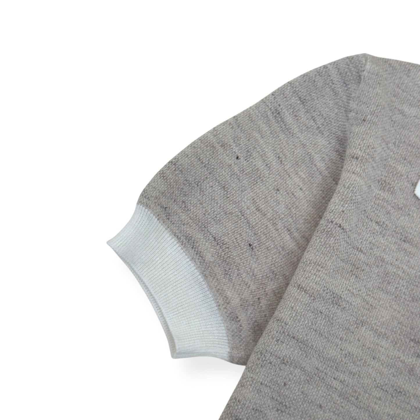 THOM SWEENEY COTTON / LINEN SHORT SLEEVE KNIT POLO GREY / WHITE M | Medium, Grey
