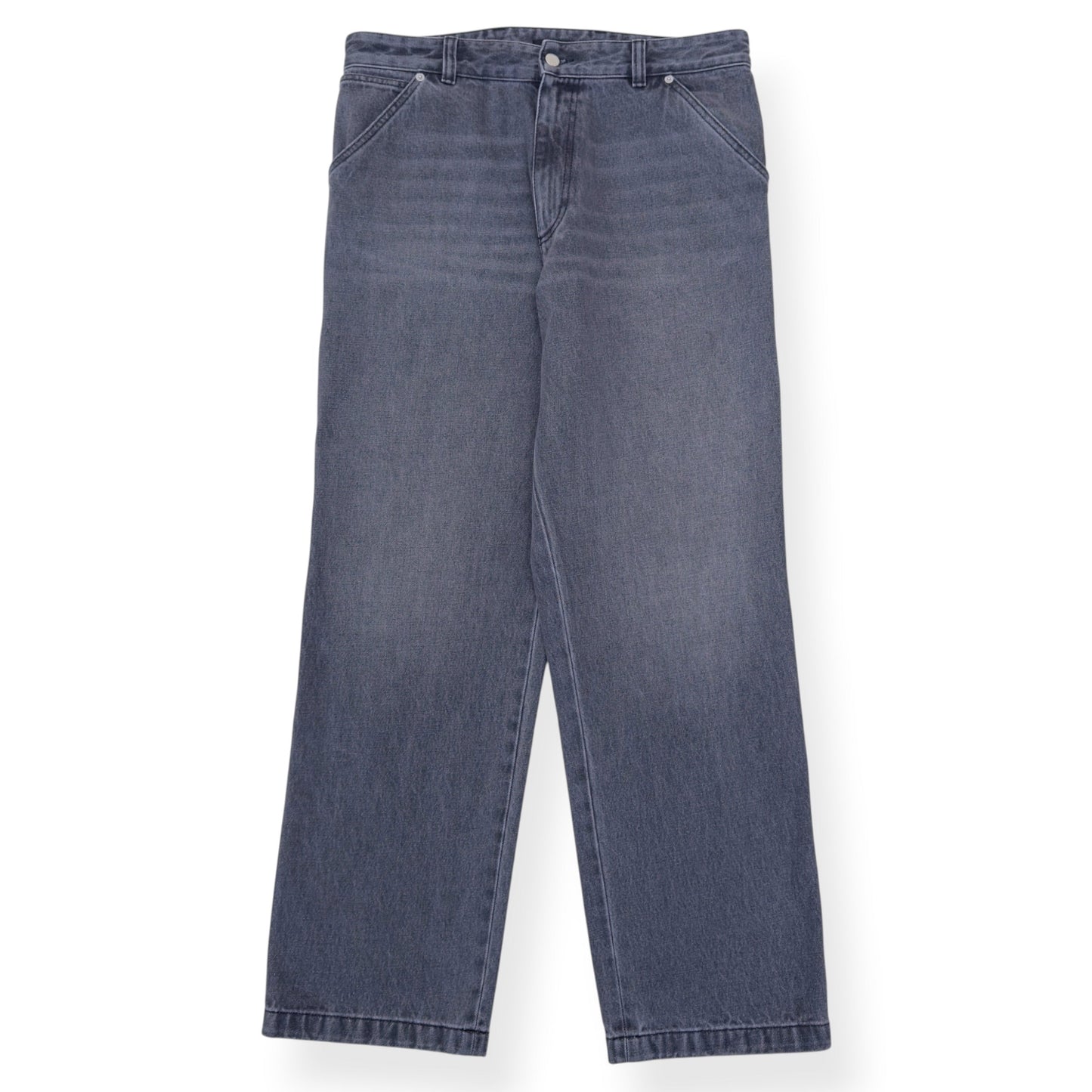 PRADA TRIANGLE LOGO WIDE LEG JEANS GREY 48 / M | Medium, Grey
