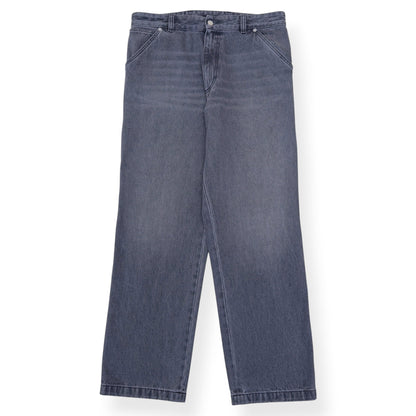 PRADA TRIANGLE LOGO WIDE LEG JEANS GREY 48 / M | Medium, Grey