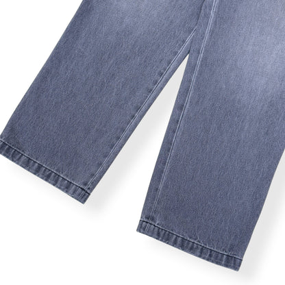 PRADA TRIANGLE LOGO WIDE LEG JEANS GREY 48 / M | Medium, Grey
