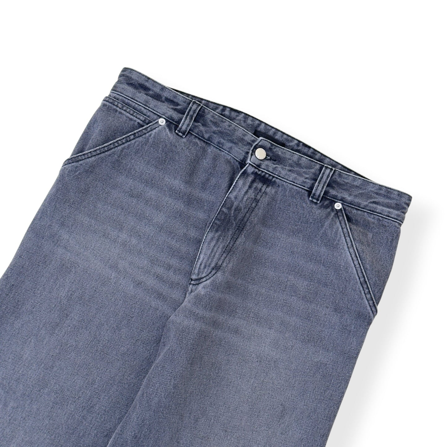 PRADA TRIANGLE LOGO WIDE LEG JEANS GREY 48 / M | Medium, Grey