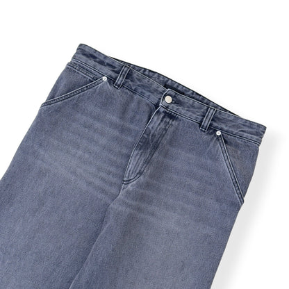 PRADA TRIANGLE LOGO WIDE LEG JEANS GREY 48 / M | Medium, Grey
