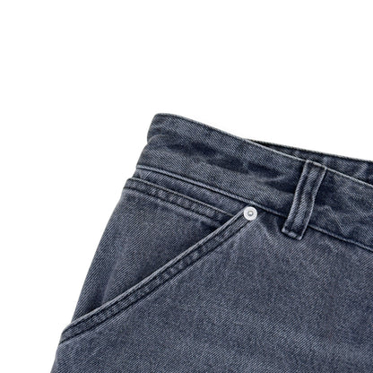 PRADA TRIANGLE LOGO WIDE LEG JEANS GREY 48 / M | Medium, Grey