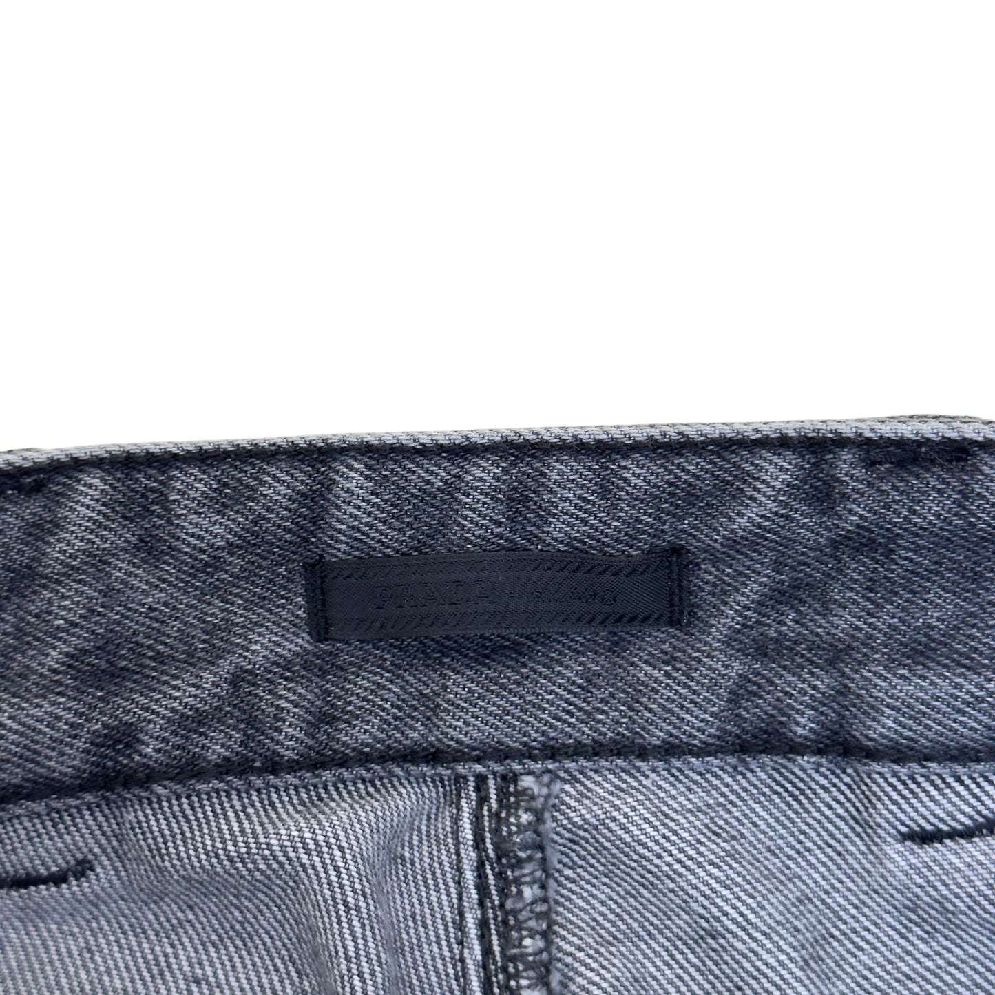 PRADA TRIANGLE LOGO WIDE LEG JEANS GREY 48 / M | Medium, Grey