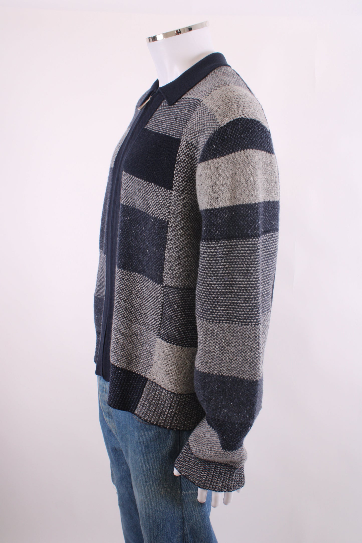PS Paul Smith Patchwork Zip Cardigan Navy/ Grey XXL | XXL, Grey