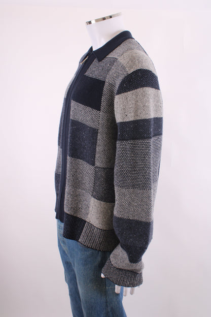 PS Paul Smith Patchwork Zip Cardigan Navy/ Grey XXL | XXL, Grey