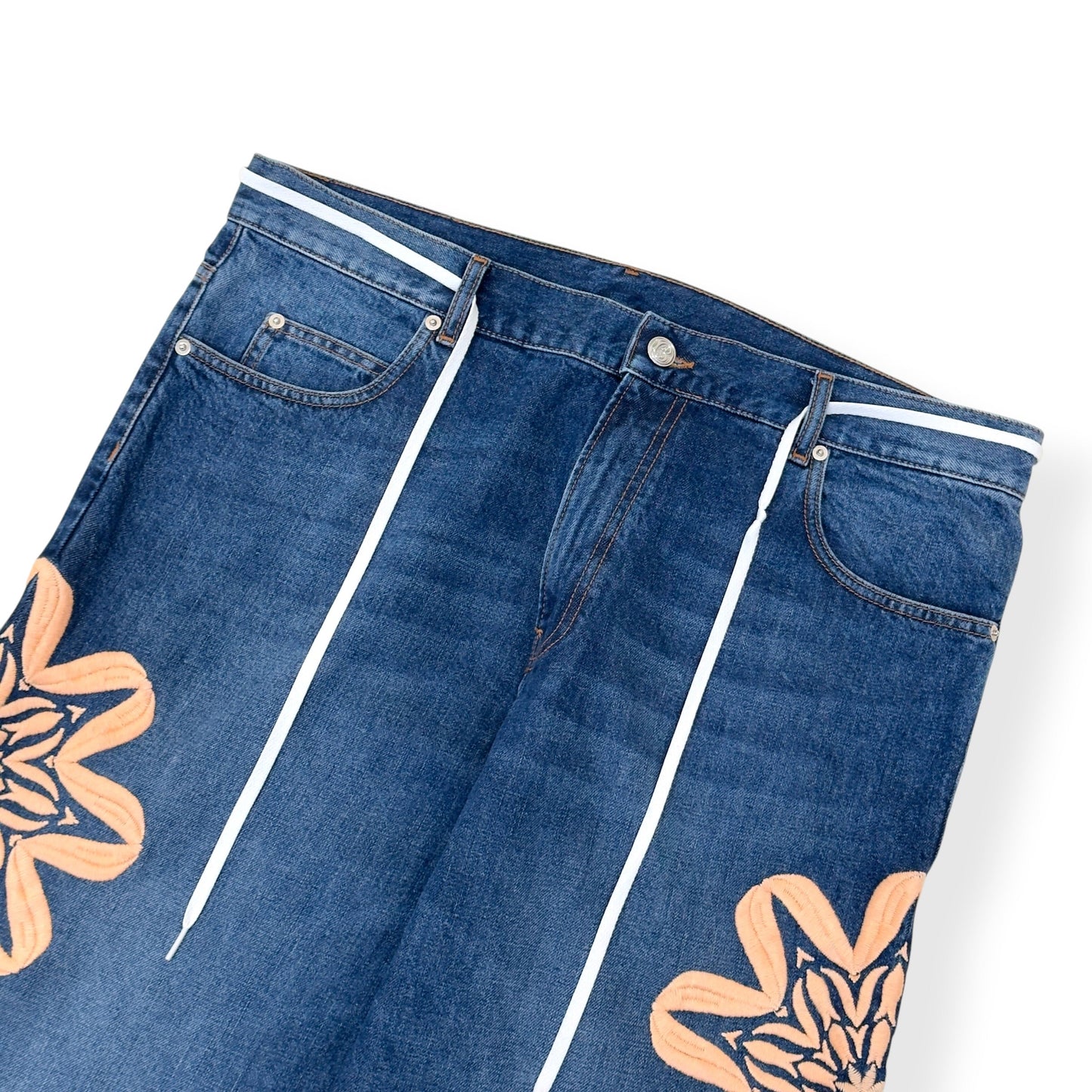 BLUEMARBLE FLORAL EMBROIDERED WIDE LEG JEANS BLUE 34 / M | Medium, Blue