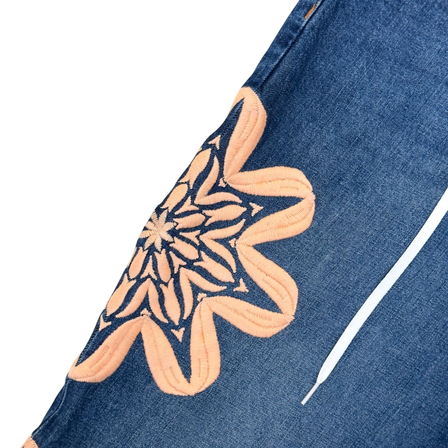 BLUEMARBLE FLORAL EMBROIDERED WIDE LEG JEANS BLUE 34 / M | Medium, Blue