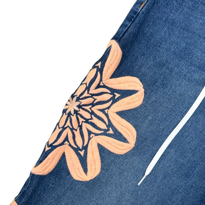 BLUEMARBLE FLORAL EMBROIDERED WIDE LEG JEANS BLUE 34 / M | Medium, Blue