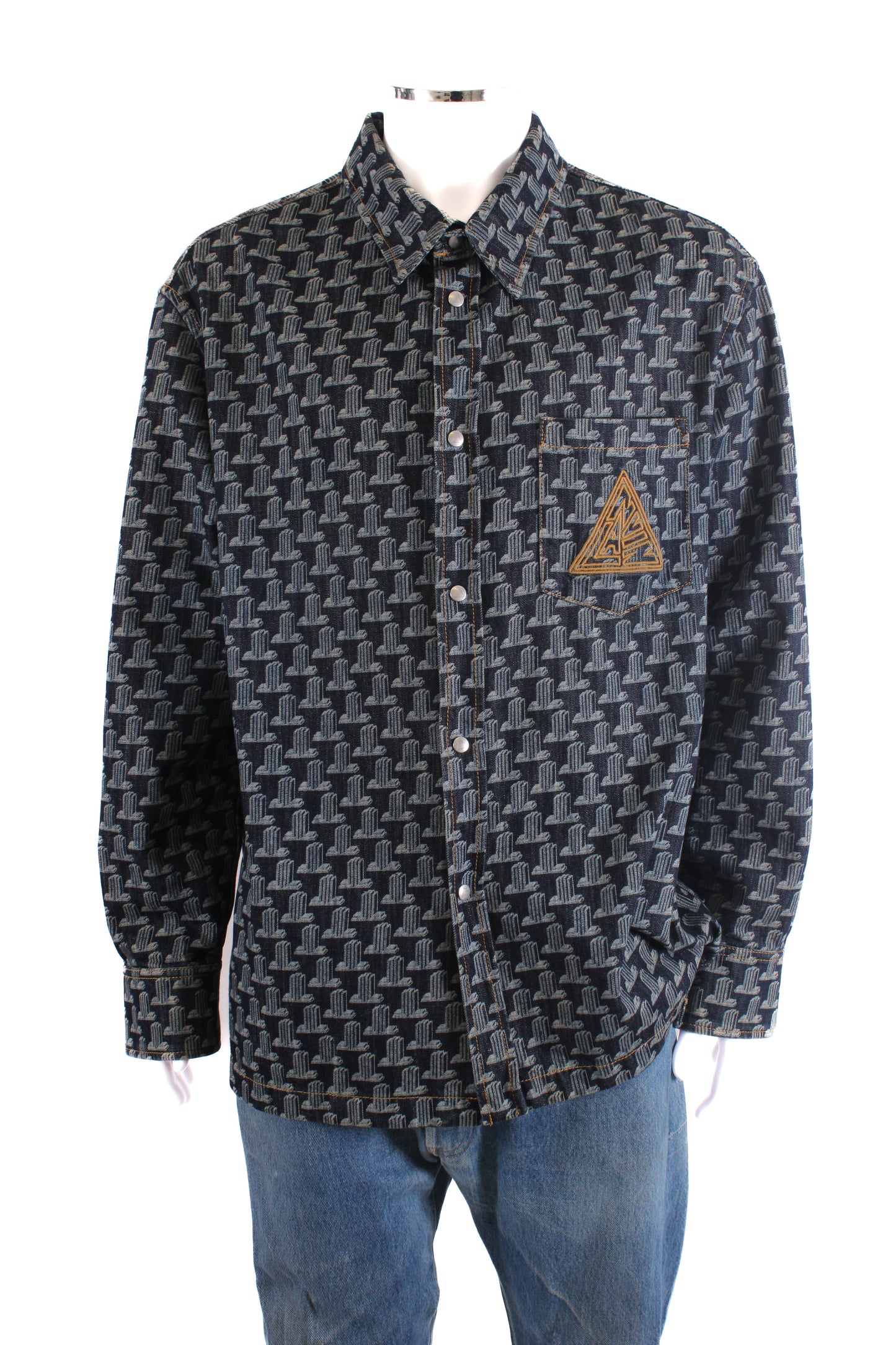 Lanvin Printed Denim Shirt Blue XL | XL, Blue