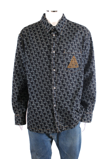 Lanvin Printed Denim Shirt Blue XL | XL, Blue