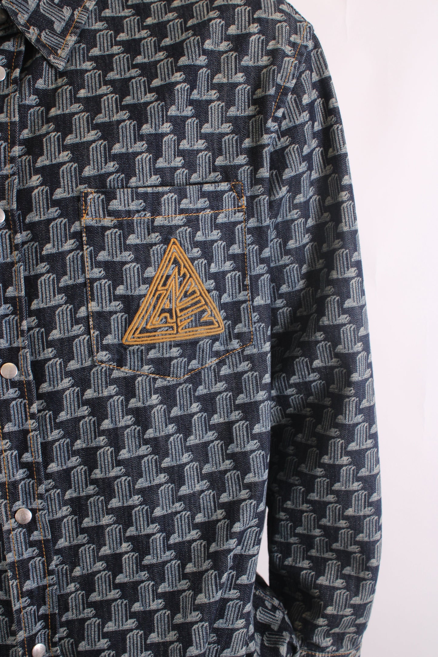 Lanvin Printed Denim Shirt Blue XL | XL, Blue