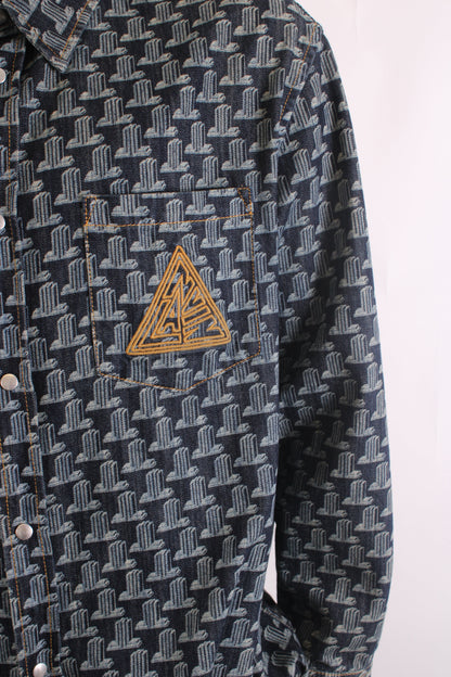 Lanvin Printed Denim Shirt Blue XL | XL, Blue
