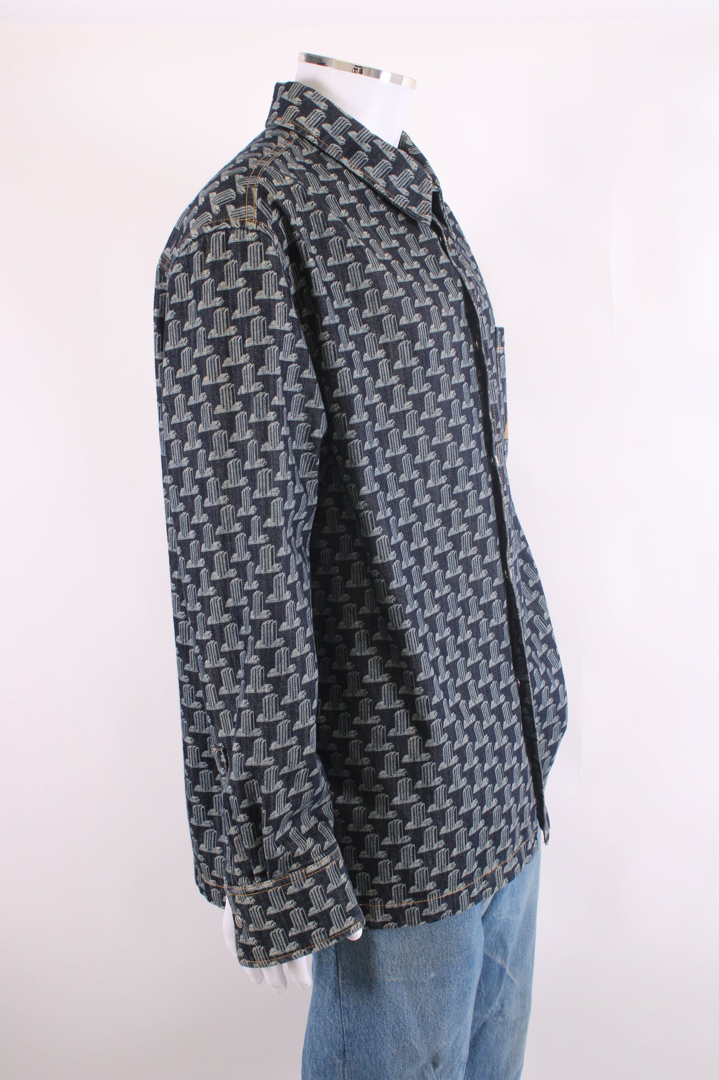 Lanvin Printed Denim Shirt Blue XL | XL, Blue