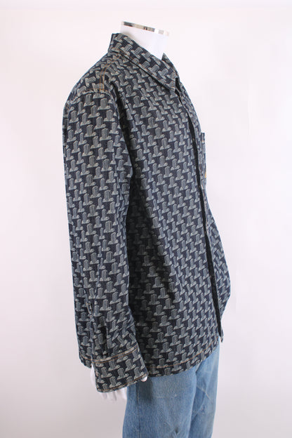 Lanvin Printed Denim Shirt Blue XL | XL, Blue