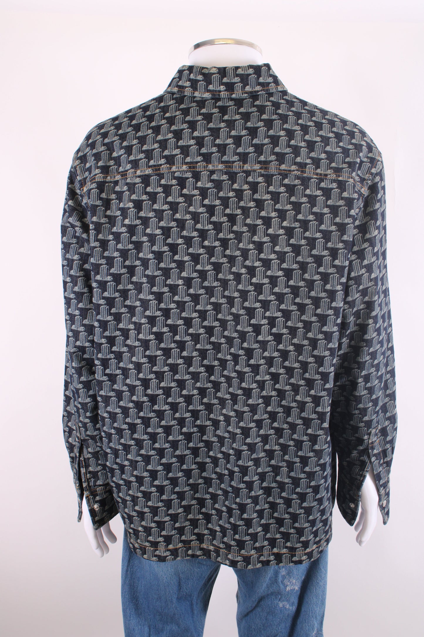 Lanvin Printed Denim Shirt Blue XL | XL, Blue