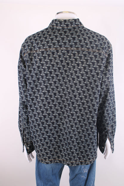 Lanvin Printed Denim Shirt Blue XL | XL, Blue
