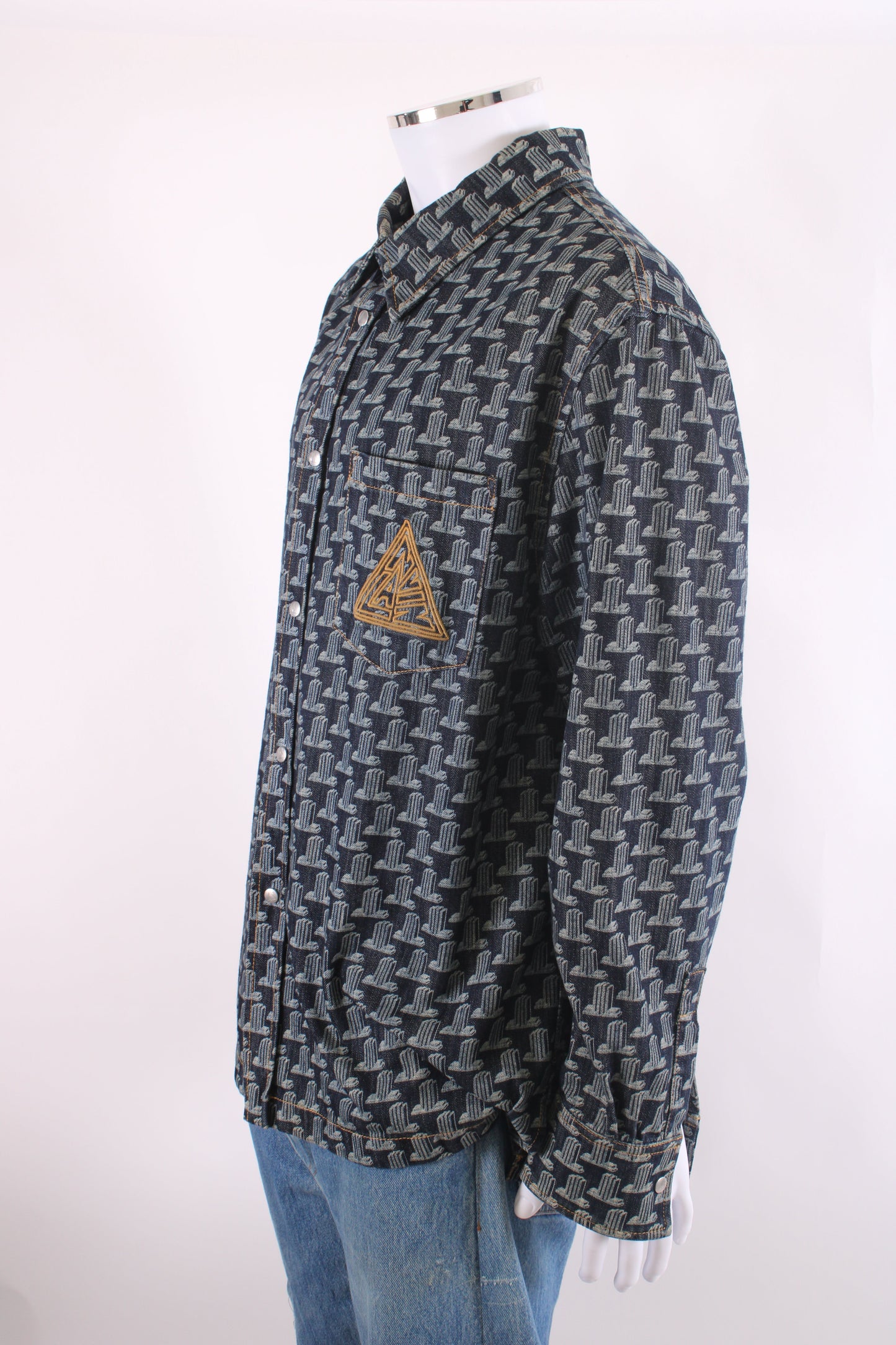 Lanvin Printed Denim Shirt Blue XL | XL, Blue
