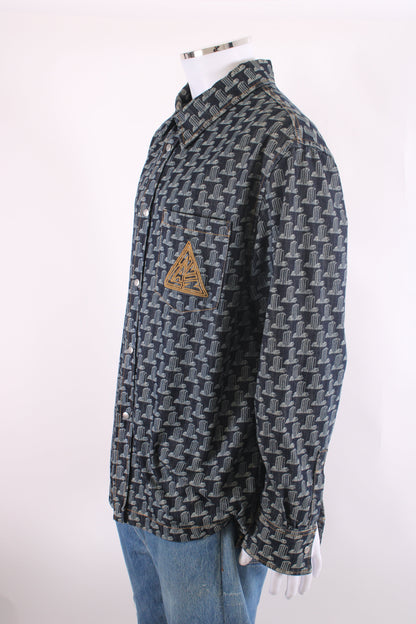 Lanvin Printed Denim Shirt Blue XL | XL, Blue