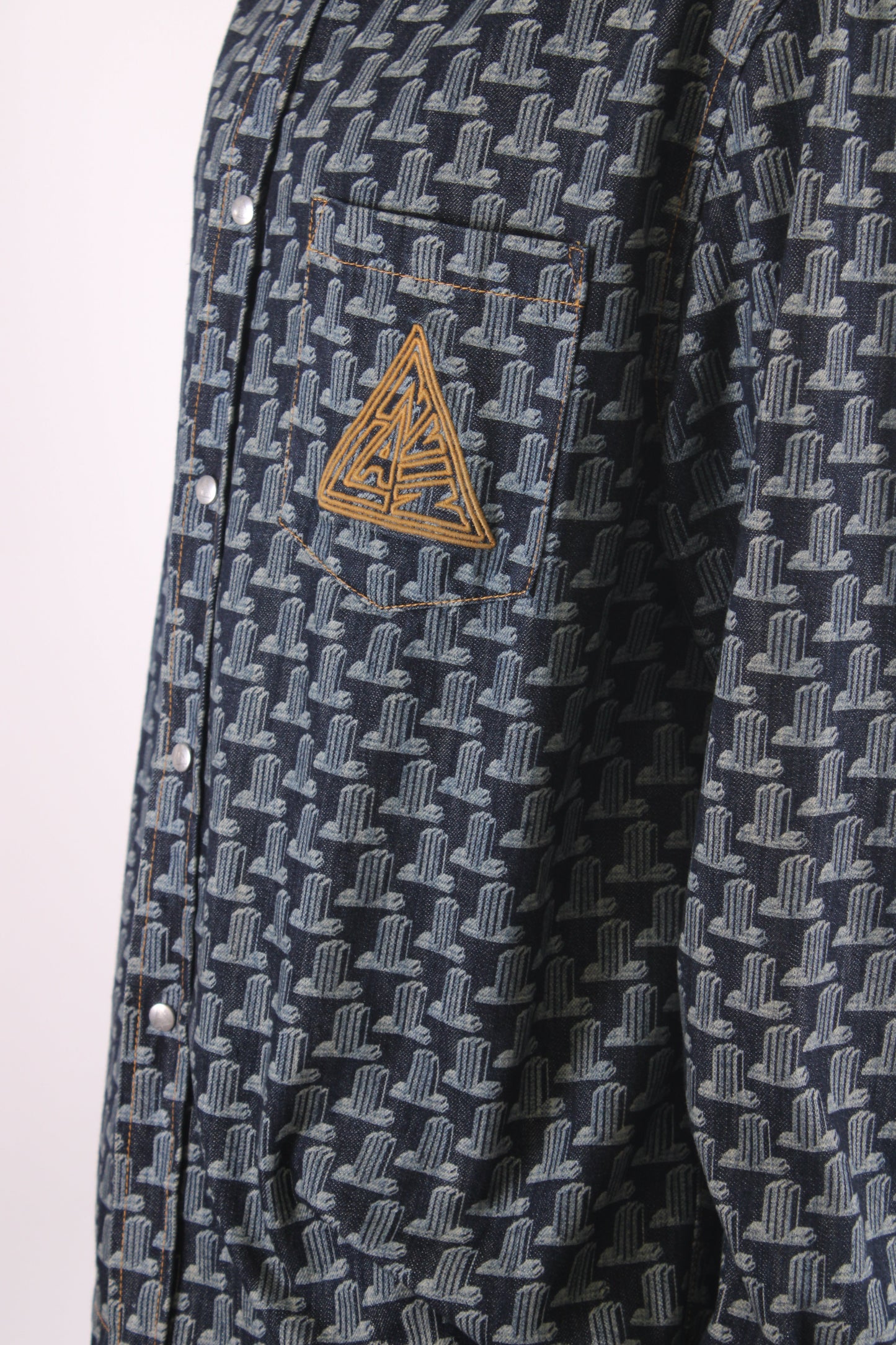 Lanvin Printed Denim Shirt Blue XL | XL, Blue