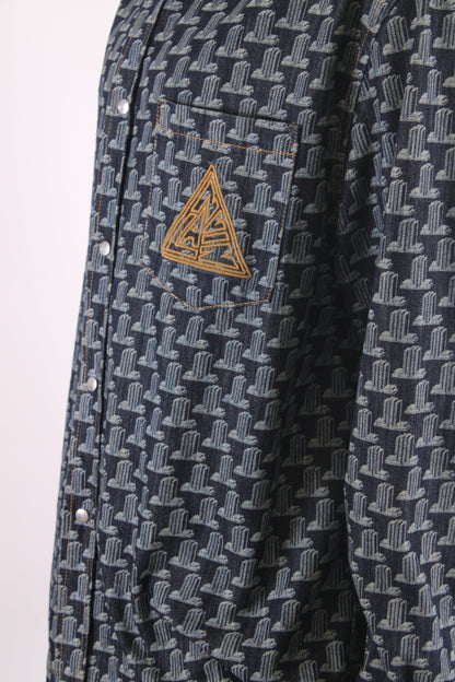Lanvin Printed Denim Shirt Blue XL | XL, Blue