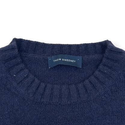 THOM SWEENEY CASHMERE CREWNECK SWEATER NAVY M | Medium, Navy
