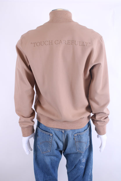 Off White Slogan Bomber Jacket Beige L | Large, Beige