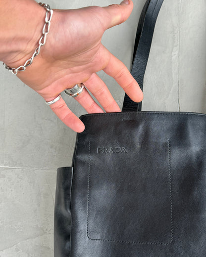 PRADA 2000'S LEATHER MULTI-POCKET TOTE BAG | O/S, Black