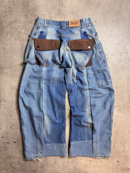 VT Rework: D&G Brown Cord Patch Pocket Slouch Jeans