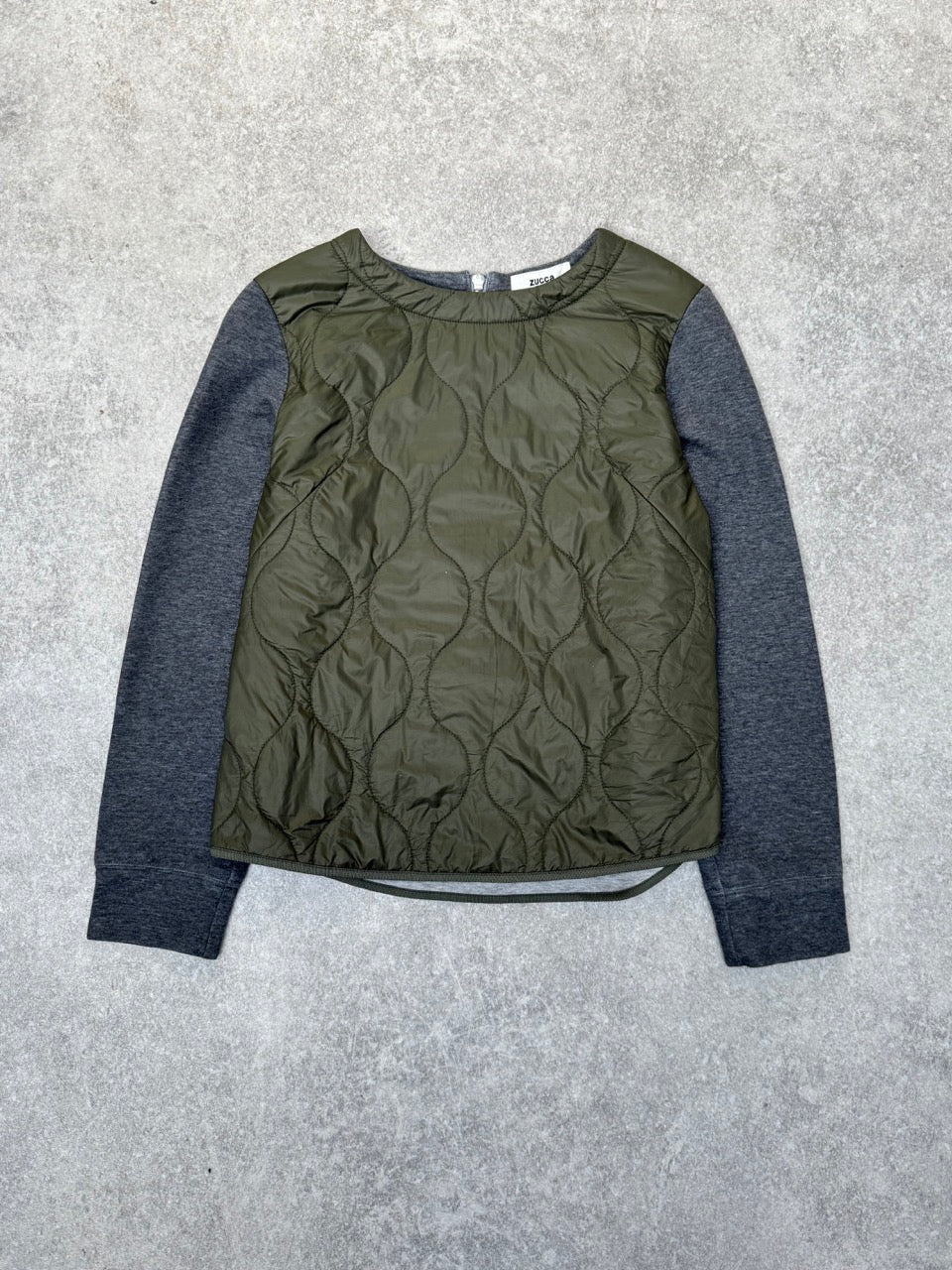 Zucca Quilted Panelled Back Zip Detail Long Sleeve Top