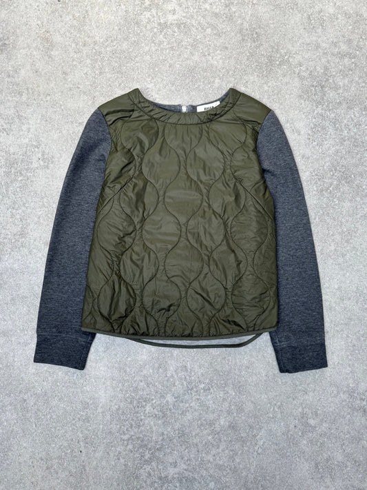 Zucca Quilted Panelled Back Zip Detail Long Sleeve Top