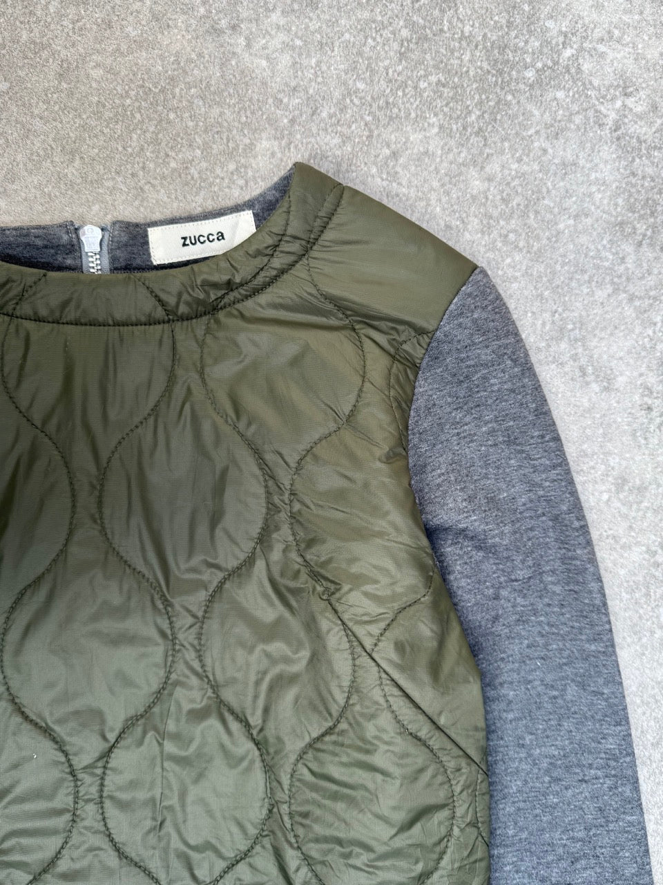 Zucca Quilted Panelled Back Zip Detail Long Sleeve Top