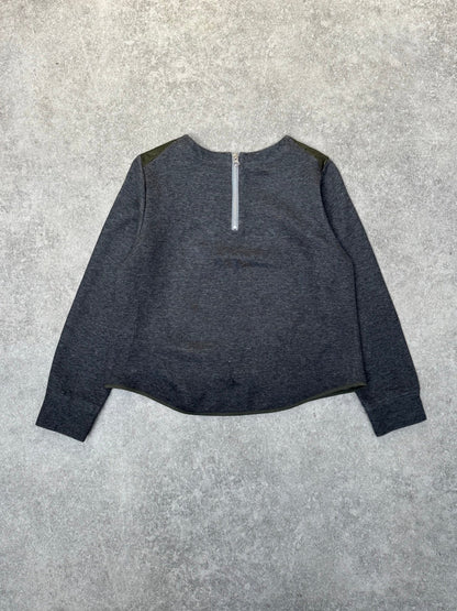 Zucca Quilted Panelled Back Zip Detail Long Sleeve Top