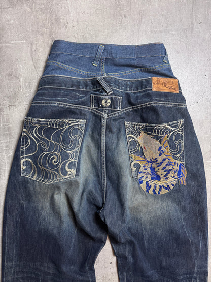 VT Rework: Big Train Gold Embellished Double Waist Rework Jeans