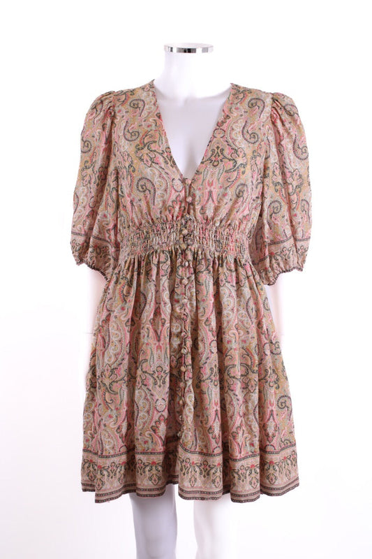 Zimmermann S/S Paisley Print Mini Dress Mustard/ Pink 14 | Default Title, Pink