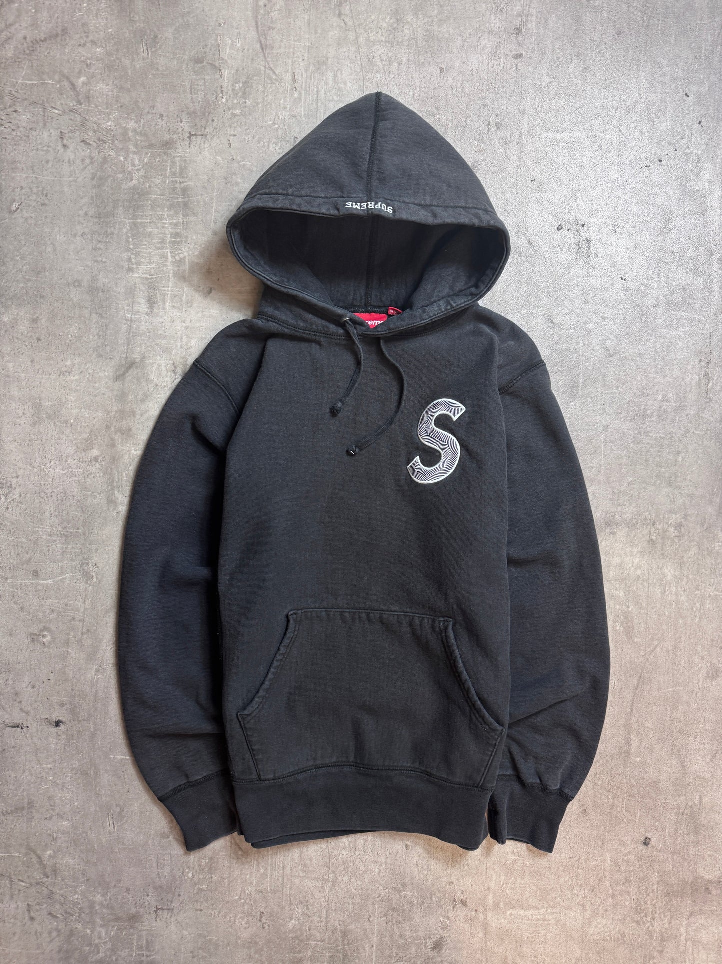 Supreme Embroidered S Logo Black Cotton Hoodie