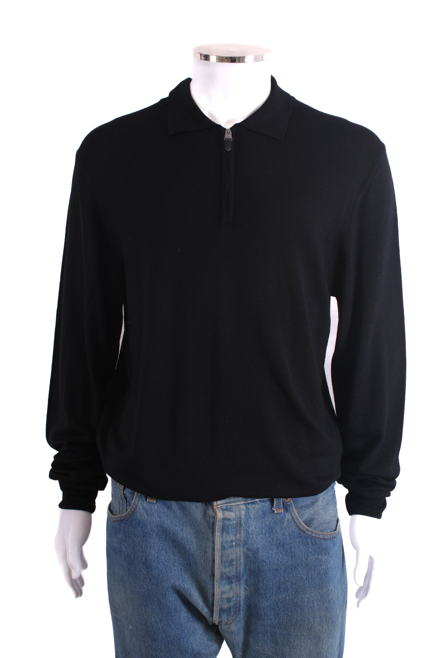 Canali L/S Half Zip Jumper Black 4XL | XXXXL, Black