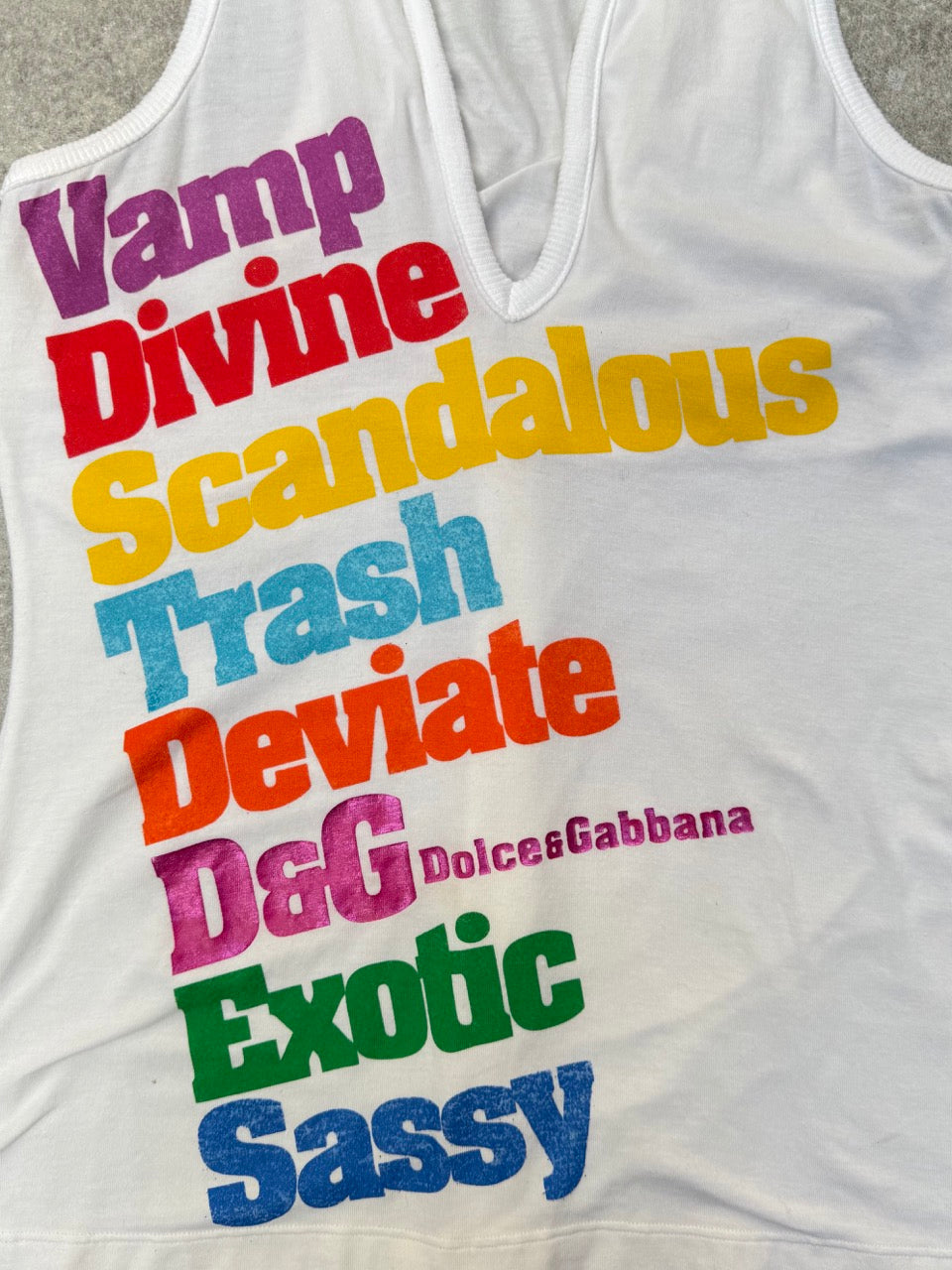 D&G Slogan Logo Spellout V-Neck Top