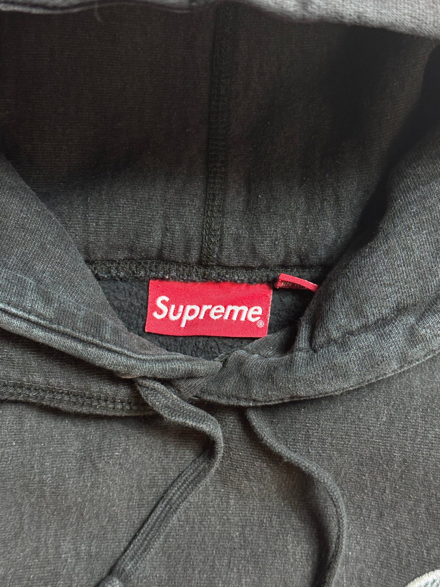 Supreme Embroidered S Logo Black Cotton Hoodie