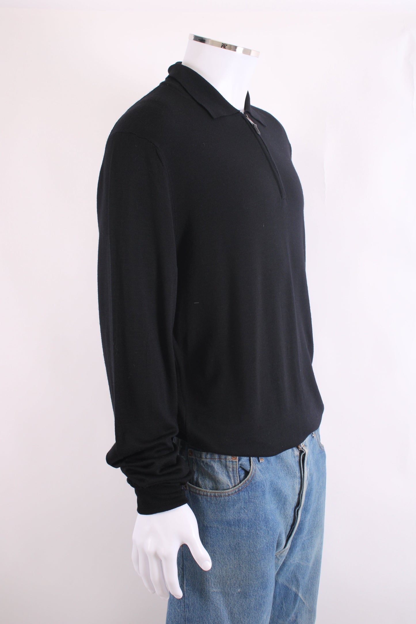 Canali L/S Half Zip Jumper Black 4XL | XXXXL, Black