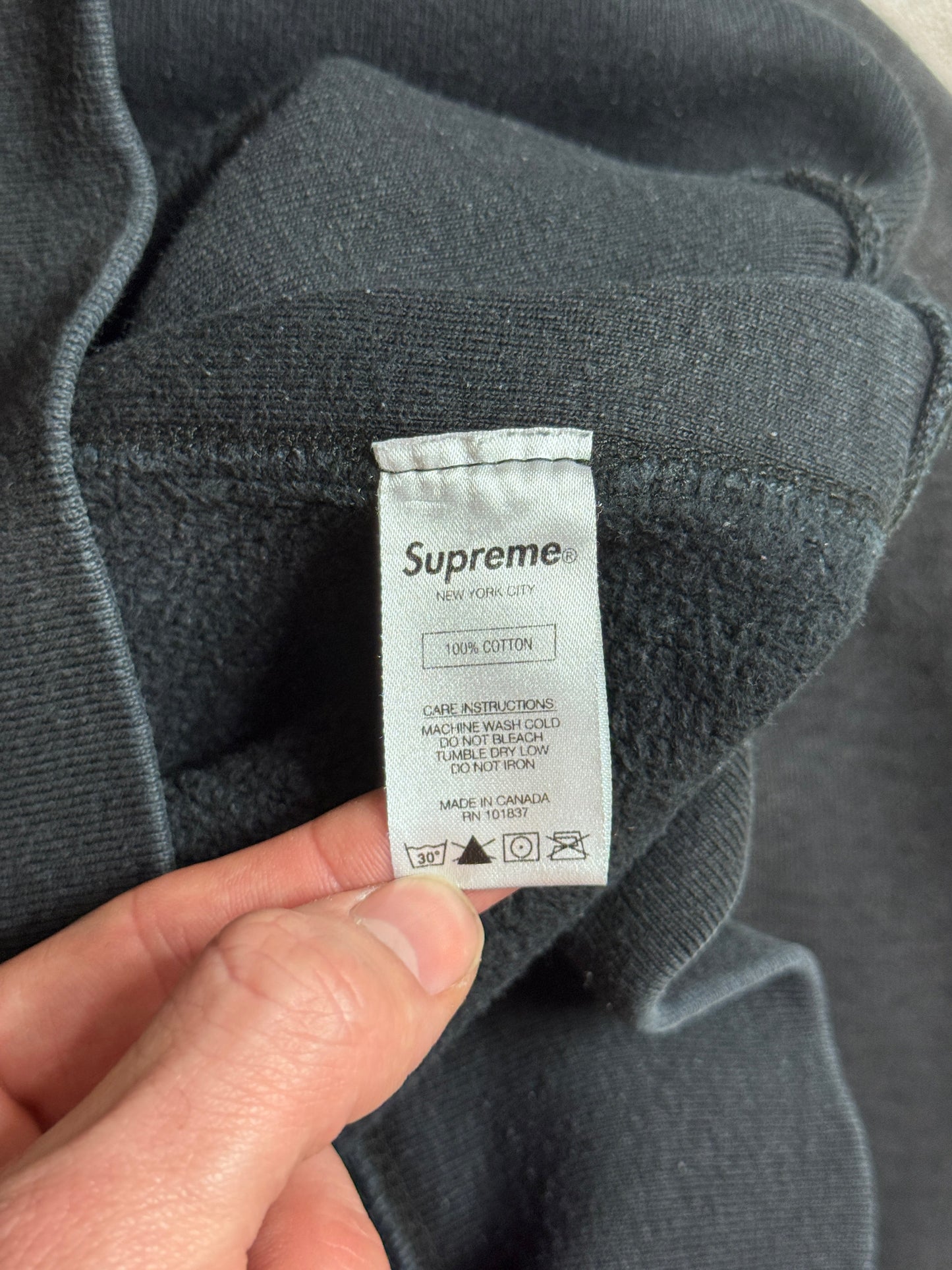 Supreme Embroidered S Logo Black Cotton Hoodie