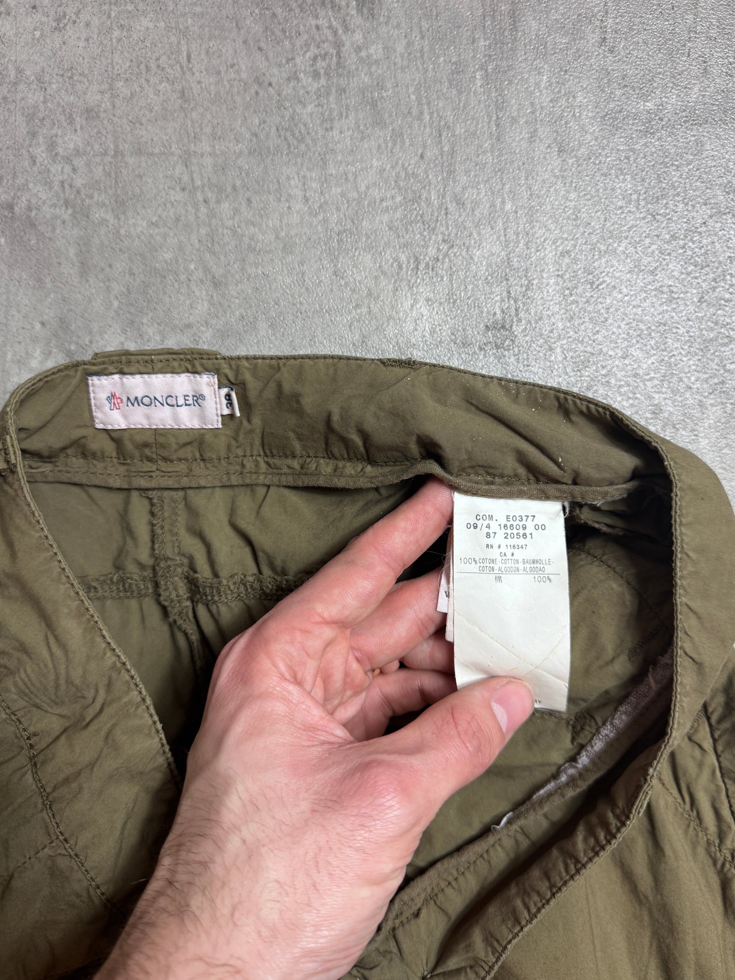 Moncler Khaki Low Waist Cotton Wide Leg Cargos