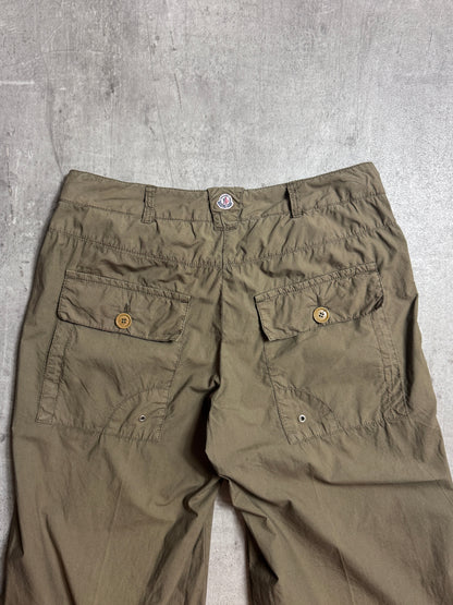 Moncler Khaki Low Waist Cotton Wide Leg Cargos