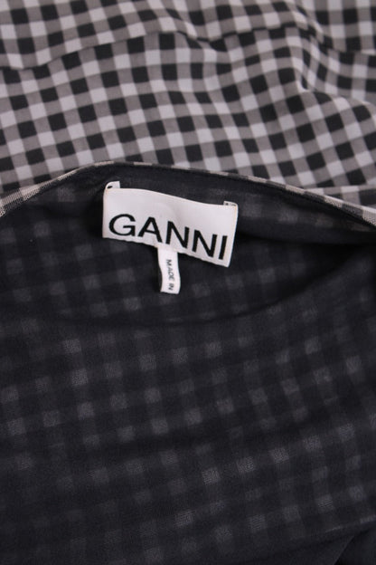 Ganni S/S Check Wrap Dress Black/ White 8 | Default Title, Black
