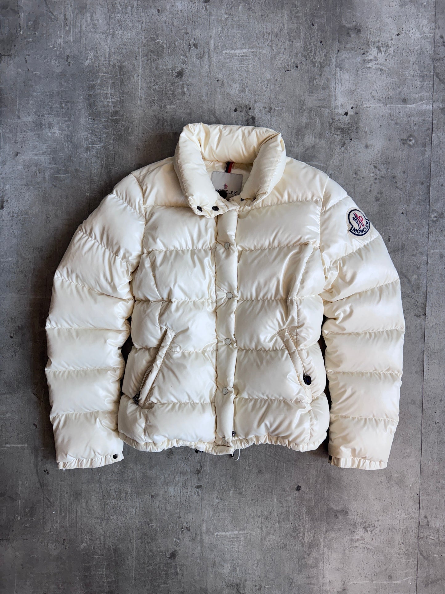 Moncler Ivory Pearlescent Down Puffer Jacket