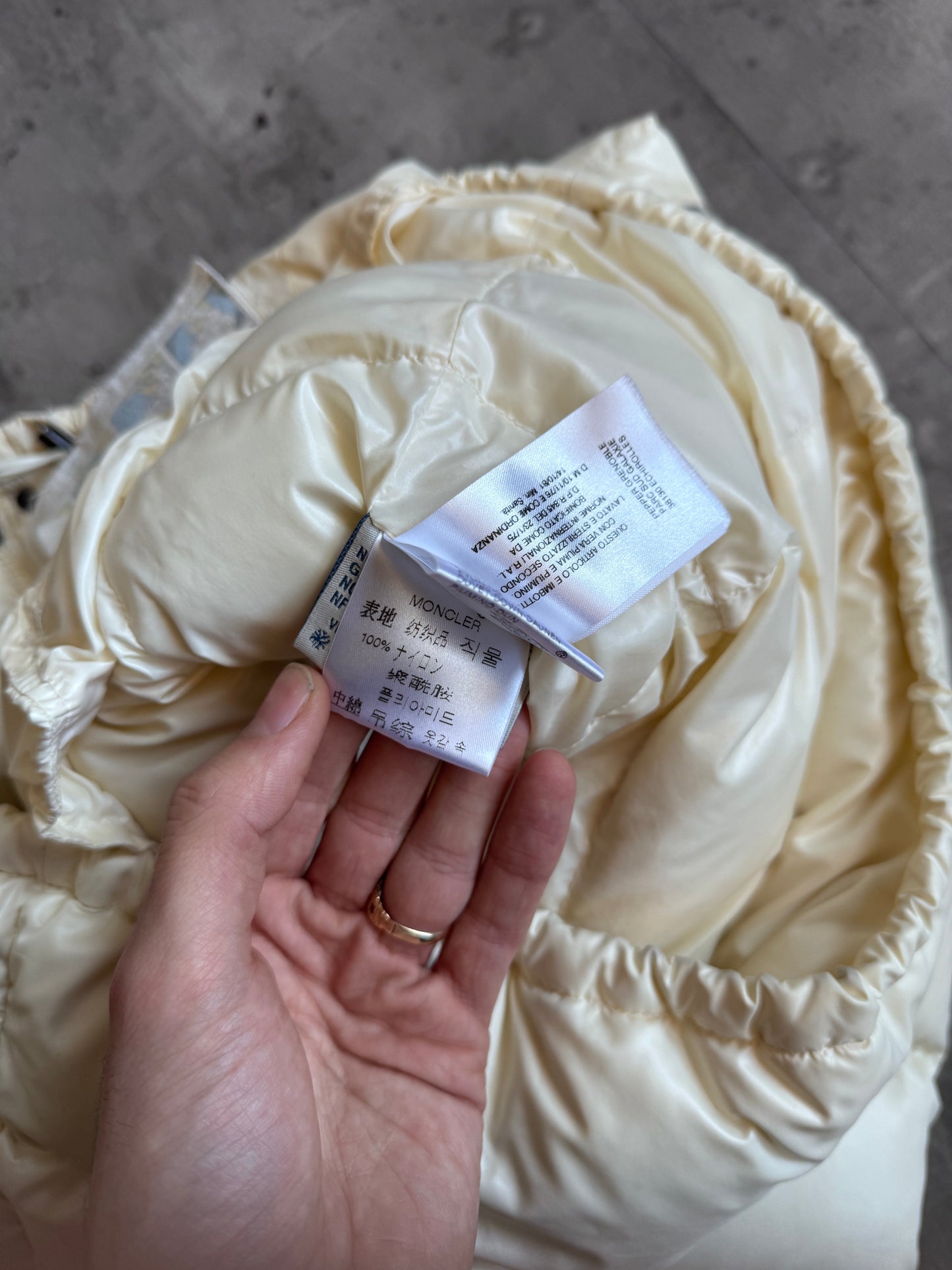 Moncler Ivory Pearlescent Down Puffer Jacket